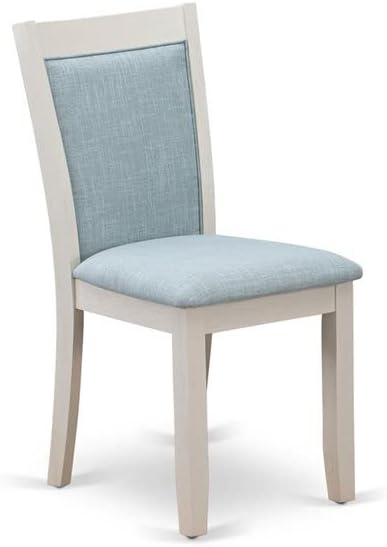 East West Furniture X097MZ015-9 9 Piece Dining Room Furniture Set Includes a Rectangle Dining Table with X-Legs and 8 Baby Blue Linen Fabric Parsons Chairs, 40x72 Inch, Multi-Color