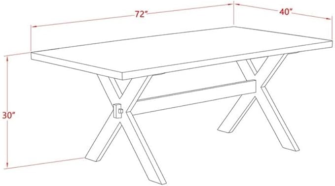 East West Furniture X697AB624-9 9 Piece Dining Room Table Set Includes a Rectangle Kitchen Table with X-Legs and 8 Black Color Linen Fabric Parsons Dining Chairs, 40x72 Inch, Multi-Color