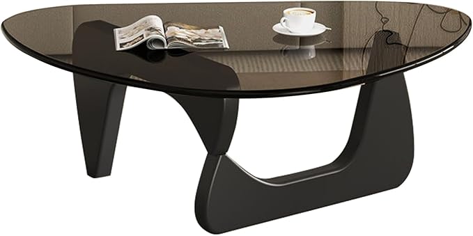 Modern Glass Coffee Table for Living Room, Black mid Century Modern Coffee Table, Sleek Coffee Tables, Suitable for Bedroom Living Room Reception Office Tables(Black/Grey,Large)