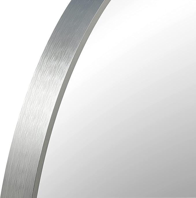 FrameWorks 28" Deluxe Contemporary Silver Circular Aluminum Mirror