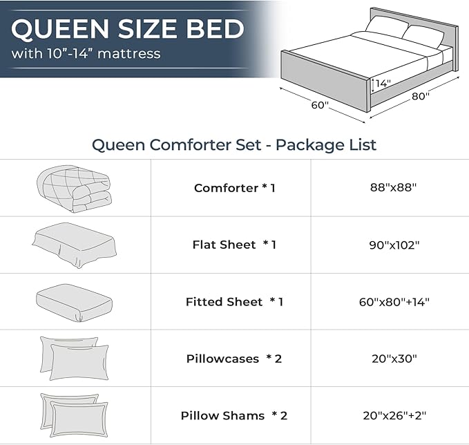 HEVUMYI Queen Comforter Set - 7-Piece All Season Bed in a Bag Queen, Ultra Soft Bedding Set with Comforter, Flat Sheet, Fitted Sheet, Pillowcases, Pillow Shams, Pink & Ivory