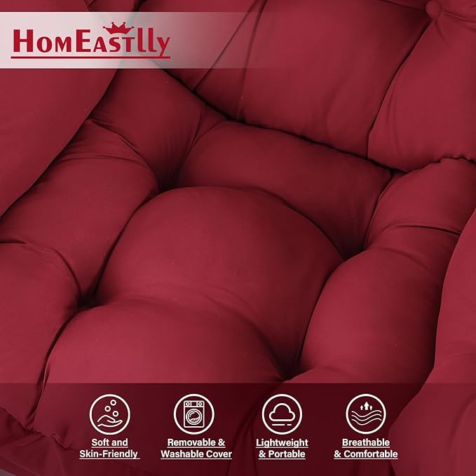 Lazy Chair with Ottoman, Large Modern Lounge Accent Chair with Armrests and Footrest, Reading Armchair with Ottoman, Leisure Sofa Chair for Living Room, Bedroom, Dorm Room, Office(Burgundy)