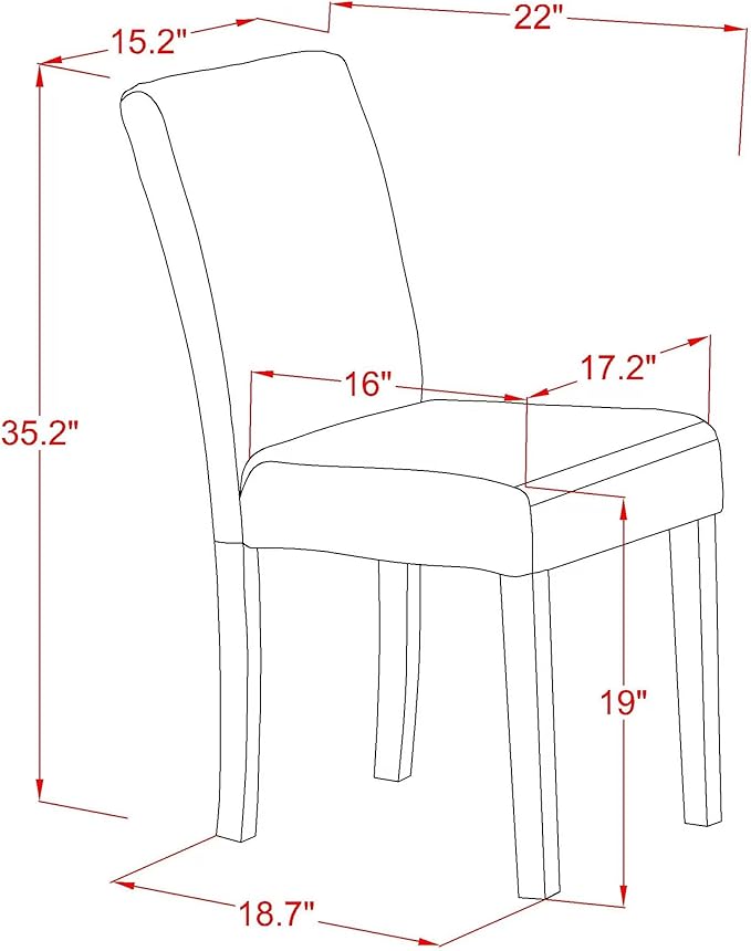 East West Furniture V027AB264-7 7 Piece Dining Room Furniture Set Consist of a Rectangle Dining Table with V-Legs and 6 White Faux Leather Upholstered Chairs, 40x72 Inch, Multi-Color