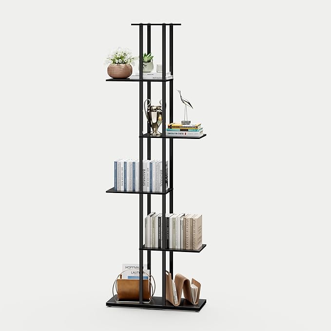 Bookshelf,Small Bookcase for Small Space,6-Tier Bookshelf for Living Room, Home Office, Study,9.45 x 20.8 x 62.2 Inches,Black