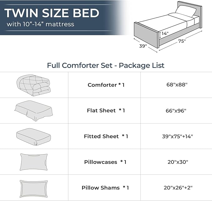 HEVUMYI Twin Comforter Set - 5-Piece All Season Bed in a Bag Twin, Ultra Soft Bedding Set with Comforter, Flat Sheet, Fitted Sheet, Pillowcases, Pillow Shams, Orange & Light Grey