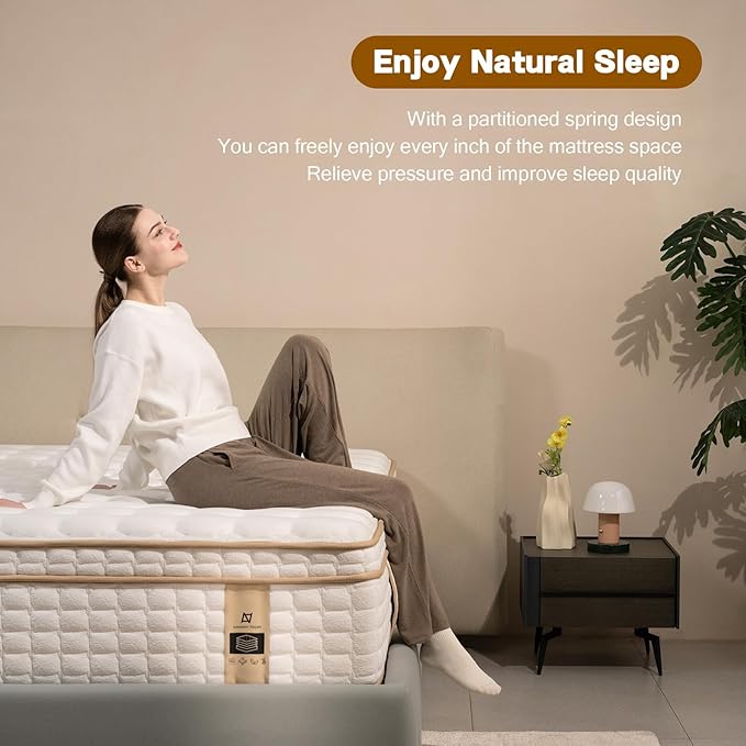Queen Mattress,14 Inch Queen Size Mattresses in a Box,Medium Firm Queen Hybrid Mattress,with Memory Foam and Individual Pocket Spring for Motion Isolation & Silent Sleep&& Pressure Relief,80" x 60"