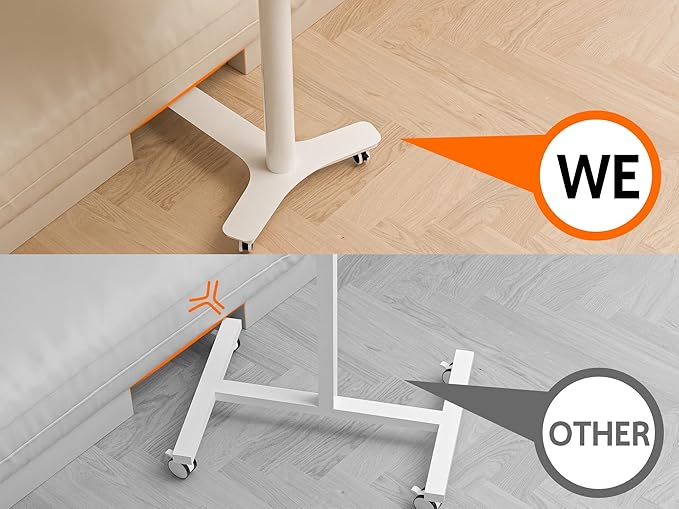 Rolling Desk Adjustable Height with Drawer and Wheels, Portable Small Standing Desk Pneumatic for Home Office, Mobile Computer Laptop Desk Cart, Medical Sofa Overbed Table, Oak
