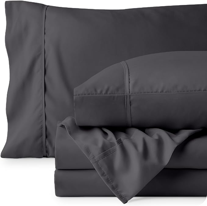 Bare Home California King Sheet Set - 1800 Ultra-Soft Microfiber Cal King Bed Sheets - Double Brushed - Deep Pockets - Easy Fit - 4 Piece Set - Bed Sheets (California King, Forged Iron Grey)