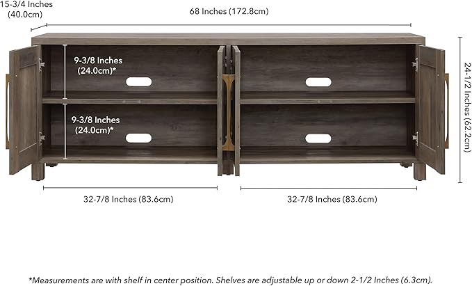 Henn&Hart Rectangular TV Stand for TV's up to 80" in Gray Oak, TV Stands for the Living Room