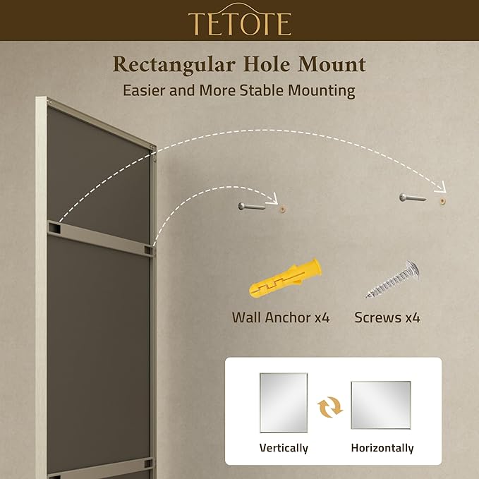 TETOTE Brushed Nickel Bathroom Mirror for Over Sink 40" x 24" Brushed Nickel Beveled Framed Rectangle Vanity Mirror for Bathroom, Bedroom, Entryway, Living Room, Tempered Glass, Stronger Frame