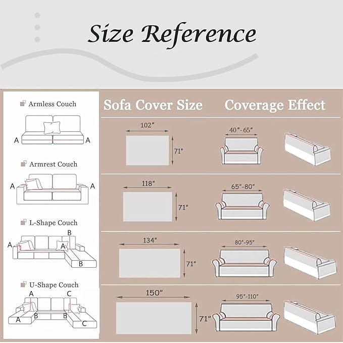 Couch Cover for Dogs Washable Sofa Cover, Sectional Couch Covers, Sofa Covers for 2 Cushion Couch, Non Slip Stripe Sofa Slipcovers Furniture Protector, Couch Protector from Cat Claws, Light,71''x150''