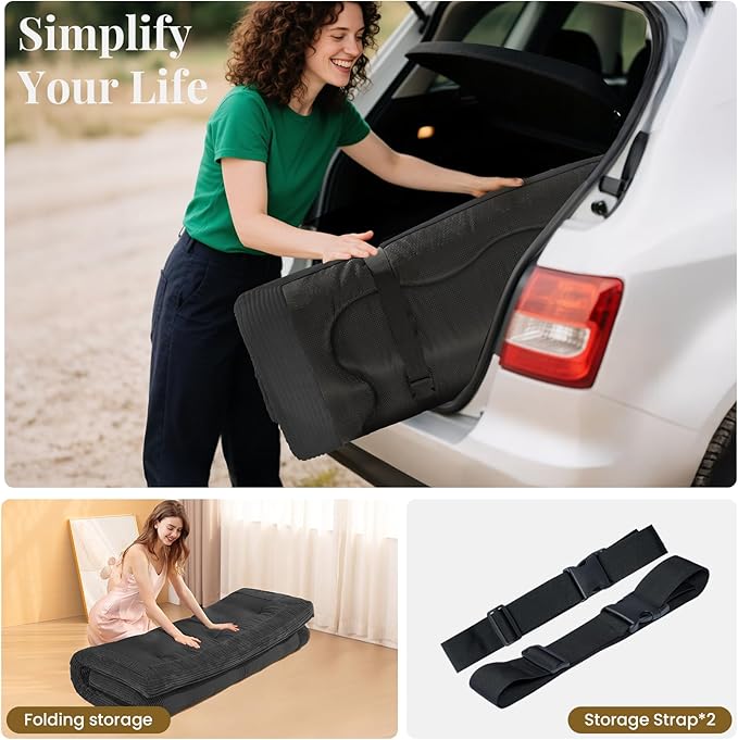 Japanese Floor Mattress, 4" Thicken Futon Mattress Full Size Sleeping Pad, Corduroy Foldable Mattress Pad Roll Up Tatami Mat Floor Mattress for Adults(Grey)