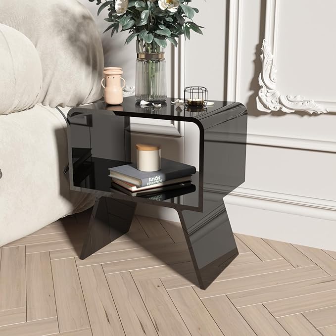 Acrylic Nightstand Side Table Modern nightstand Clear Home Decor Display End Table for Living Room, 12D x 15W x 20H inch