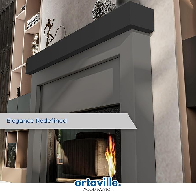 72" Floating Mantel Shelf - Modern White Fireplace Mantel with Matte Lacquer Finish for Living Room Elegance (72", Slate Grey)