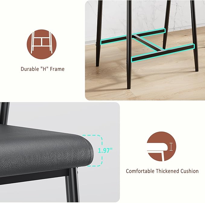 GarveeHome Bar Stools Set of 2, 26.5" Upholstered Counter Height Bar Stools for 2 with Armrest, Wider Thickened Cushion, Bar Chairs with Backrest for Bar, Dining Room, Kitchen, Retro Black