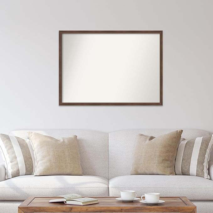 Amanti Art Brown Bathroom Mirror for Over Sink, 29x40 Florence Light Brown Rectangle Vanity Mirror, X-Large Casual Frame, Hangs Horizonally and Vertically, Bathroom Wall Decor, Non-Beveled Edge