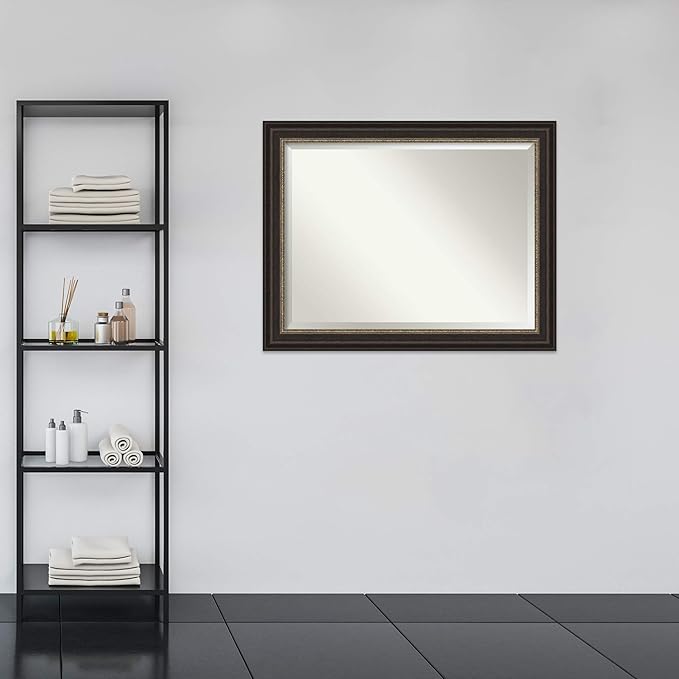 Amanti Art Bronze Bathroom Mirror for Over Sink, 37x47 Paragon Bronze Rectangle Vanity Mirror, X-Large Traditional Frame, Hangs Horizonally and Vertically, Bathroom Wall Decor, Beveled Edge