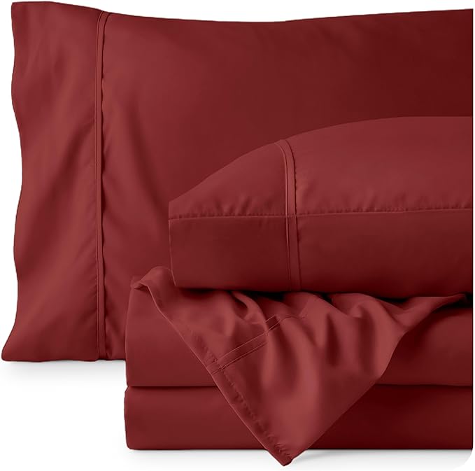 Bare Home Twin Sheet Set - 1800 Ultra-Soft Microfiber Twin Bed Sheets - Double Brushed - Deep Pockets - Easy Fit - 3 Piece Set - Bed Sheets (Twin, Rosewood)