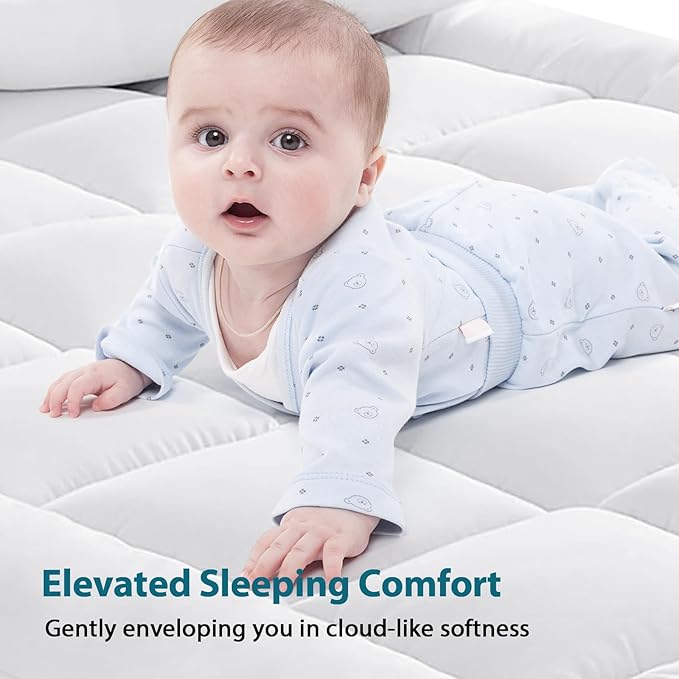 CYMULA Full XL Mattress Topper - Extra Thick Cooling Mattress Pad Cover for Back Pain - Soft Mattress Protector Firm Bed Topper Pillow Top with 8-21 Inch Deep Pocket 3D Snow Down Alternative Fill