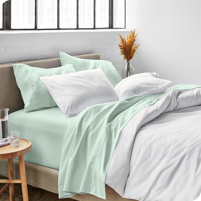 Bare Home Split Head Flex King Sheet Set - 1800 Ultra-Soft Microfiber Bed Sheets - Double Brushed - Deep Pockets - Easy Fit - 4 Piece Set - FlexTop Bedding Sheets (Split Head Flex King, Spring Mint)