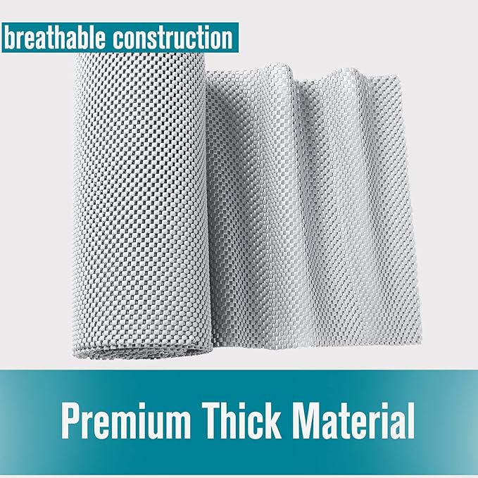 Shelf Liner, Non-Adhesive Roll Drawer Liners 12 Inches x 20 Feet, Non Slip Grip Durable Strong Clean, Shelving Liner for Kitchen cabinets,Storage, Desks, Kitchenware, Tableware, Light Gray