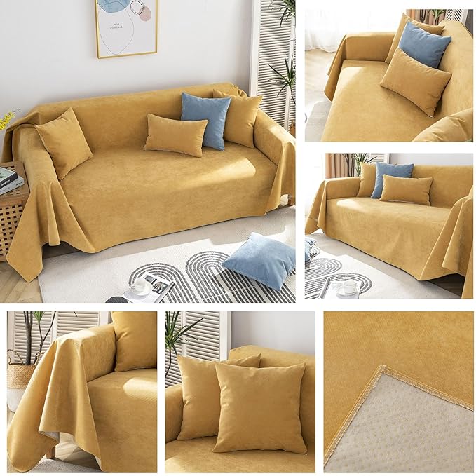 STACYPIK Waterproof Ginger Couch Cover for Sectional, Loveseat Covers, Futon Cover, L Shaped Cover, Anti-Cat Scratch Furniture Protector for 2 Cushion Couch๏ผWashable Pets Protector Sofa Cover-71X102IN
