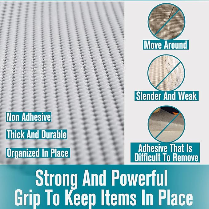 Shelf and Drawer Liner, Non-Adhesive Non Slip and Grip Durable Clean Pad Full Size 17.7 Inches x 20 Feet for Drawers, Shelves, Cabinets, Storage, Kitchen, Desks, Kitchenware, Tableware, Beige