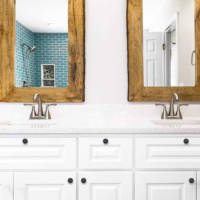 Ravinte 60 Pack Drawer Pulls 1-1/4 Inch Matte Black Kitchen Cabinet Knobs Solid Round Black Dresser Handles for Simple Cupboard Hardware