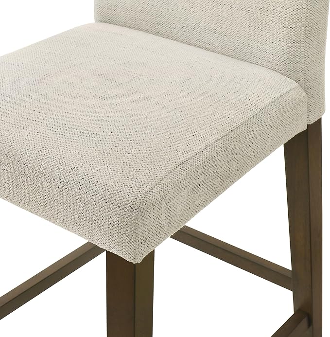 CHITA Counter Height Bar Stools Set of 2, 27" H Seat Height Upholstered Barstools, Fabric in Ivory