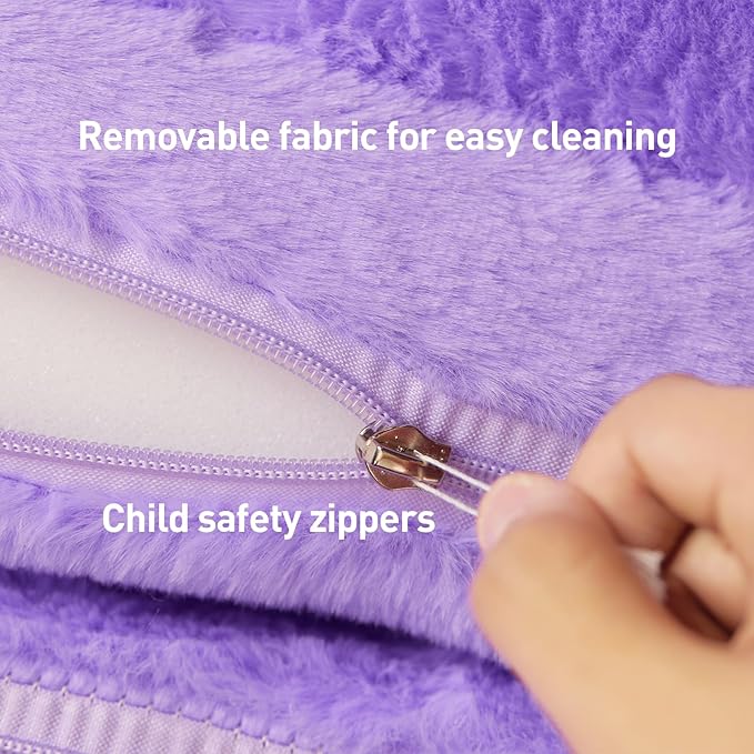 MOONBEEKI Toddler Chair Comfy,Foldable Princess Couch for Girl, Toddler Recliners for Kids Over 18 Months, Kids Sofa Bed Fold Out(Purple)