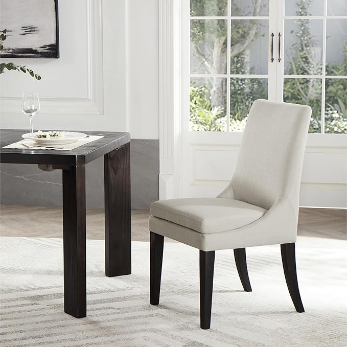 Upholstered Dining Chairs Modern Sidechair Performance Fabric High Back Armlesschair for Diningroom Kitchen,Cream,Set of 4(2 Box)