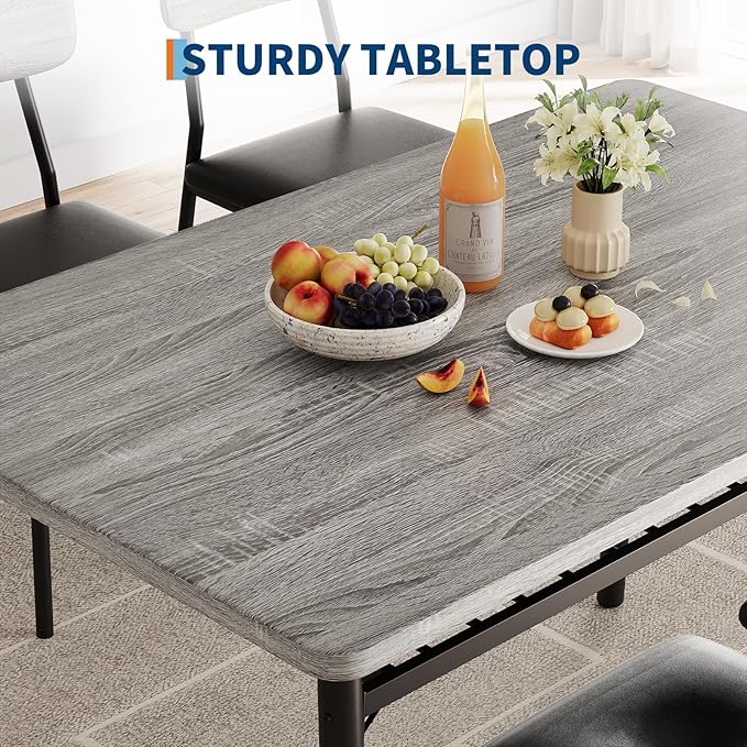 GAOMON 3-Piece Dining Table Set for 2, Wood Kitchen Table Set with Built-in Storage Rack,Small Kitchen Table with Upholstered Chairs and Metal Frame for Small Spaces,Gray
