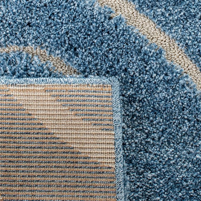 SAFAVIEH Florida Shag Collection Area Rug - 6' x 9', Light Blue & Cream, Scroll Design, Non-Shedding & Easy Care, 1.2-inch Thick Ideal for High Traffic Areas in Living Room, Bedroom (SG455-6011)