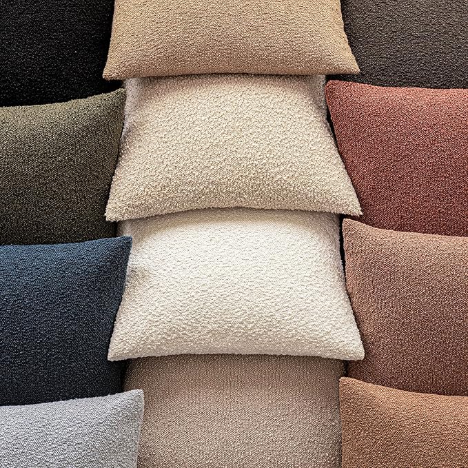 Foindtower Pack of 2 Textured Boucle Throw Pillow Covers Accent Solid Pillow Cases Cozy Soft Decorative Couch Cushion Case for Chair Sofa Bedroom Living Room Home Decor 18x18 Inch Dirty Sage Green