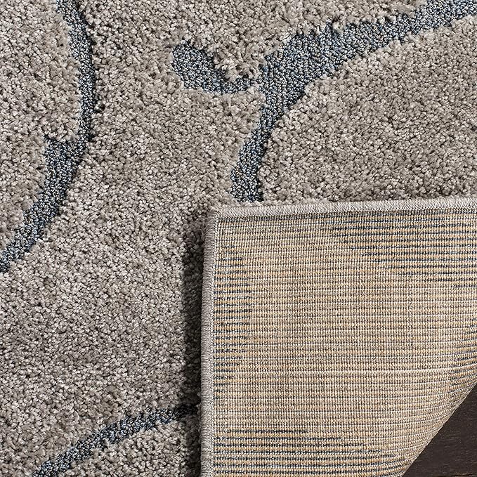 SAFAVIEH Florida Shag Collection Accent Rug - 2'3" x 5', Grey & Light Blue, Scroll, Non-Shedding & Easy Care, 1.2-inch Thick Ideal for High Traffic Areas in Entryway, Living Room, Bedroom (SG455-1160)