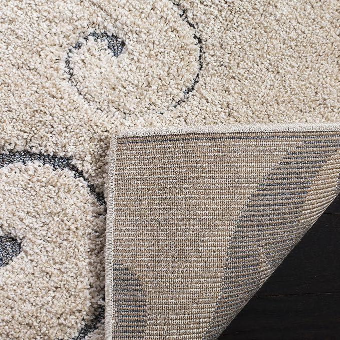 SAFAVIEH Florida Shag Collection Area Rug - 9'6" x 13', Beige & Blue Grey, Scroll Design, Non-Shedding & Easy Care, 1.2-inch Thick Ideal for High Traffic Areas in Living Room, Bedroom (SG455-1155)