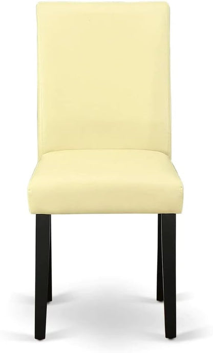 East West Furniture LGAB7-BLK-73 7 Piece Dining Set Consist of a Rectangle Dining Room Table with Butterfly Leaf and 6 Eggnog Faux Leather Upholstered Chairs, 42x84 Inch, Black
