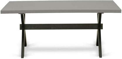 East West Furniture X697MZ606-6 6 Piece Dinette Set Contains a Rectangle Dining Table with X-Legs and 4 Shitake Linen Fabric Parson Chairs with a Bench, 40x72 Inch, Multi-Color