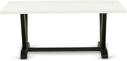 East West Furniture VT627 V-Style Modern Dining Table - a Rectangle Kitchen Table Top with Stylish Legs, 40x72 Inch, Multi-Color