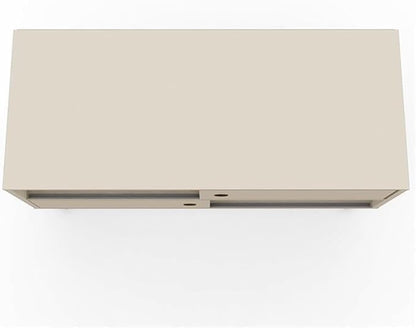Manhattan Comfort Baxter 35" Mid Century TV Stand for Bedroom and Living Room Use, Entertainment Center with Storage, Shelves and Sliding doors, Ideal for 32 to 40 Inch Screens, Off White