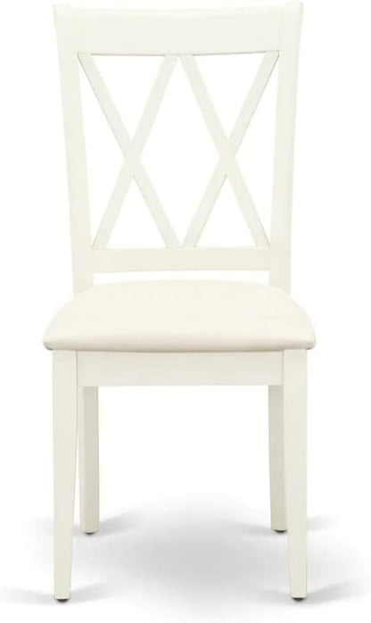 East West Furniture DOCL5-LWH-C 5 Piece Dinette Set for 4 Includes a Rectangle Dining Table with Butterfly Leaf and 4 Linen Fabric Dining Room Chairs, 42x78 Inch, Linen White