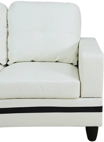 NicBex Sectional Couch 3 Pieces Sofa Set with Left Chaise PU Synthetic Leather L Shaped Cloud Couch for Living Room Furniture Sets with Storage Ottoman, Modular Sofa for Apartment, White+Black