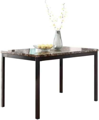 KEIKI 5 Piece Dining Table Set with 48" Marble Table & 4 PU Leather Padded Chair for 4 Person,Kitchen, Living Room,Dining Room Furniture,Easy Assembly,Black