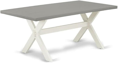 East West Furniture X097MZ001-9 9 Piece Kitchen Table Set Includes a Rectangle Dining Table with X-Legs and 8 Cream Linen Fabric Parson Dining Room Chairs, 40x72 Inch, Multi-Color