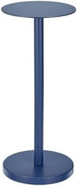 mDesign Glass Top Side/End Drink Table - Tall Modern Round Accent Metal Nightstand Furniture for Living Room, Dorm, Home Office, and Bedroom - 9" Round - Cobalt Blue