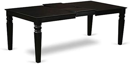 East West Furniture LGAB9-BLK-06 9 Piece Dining Room Furniture Set Includes a Rectangle Wooden Table with Butterfly Leaf and 8 Shitake Linen Fabric Parson Chairs, 42x84 Inch, Black