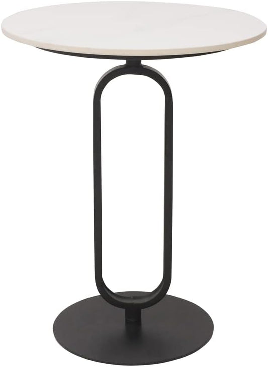 Side Table with Marble Top Metal Pub Bar Round Table Modern Sofa Side End Table Coffee Tray Side Desk for Couch Living Room Bedroom