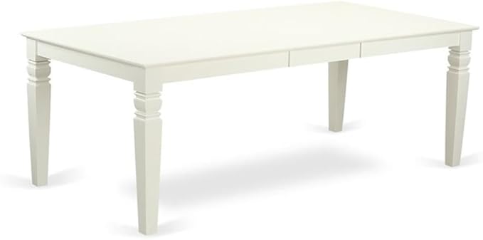 East West Furniture LGSI9-LWH-15 9 Piece Kitchen Table Set Includes a Rectangle Dining Table with Butterfly Leaf and 8 Baby Blue Linen Fabric Parsons Dining Chairs, 42x84 Inch, Linen White