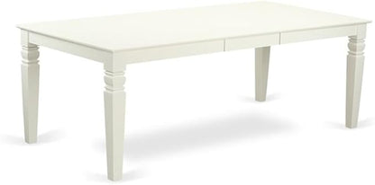 East West Furniture LGSI9-LWH-15 9 Piece Kitchen Table Set Includes a Rectangle Dining Table with Butterfly Leaf and 8 Baby Blue Linen Fabric Parsons Dining Chairs, 42x84 Inch, Linen White