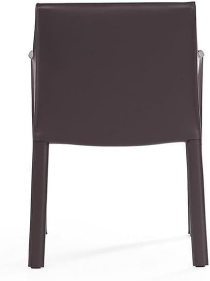 Manhattan Comfort Vogue Modern Faux Leather Dining Chairs, Metal Frame, Comfortable Padded Seat, Fully Assembled Armchair Accent Furniture, Set of 2, Grey